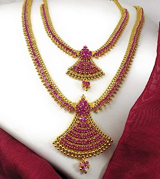 Traditional Ruby Beads Necklace Indian Designs