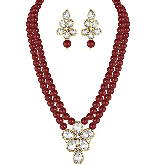 Traditional Ruby Beads Necklace Indian Designs