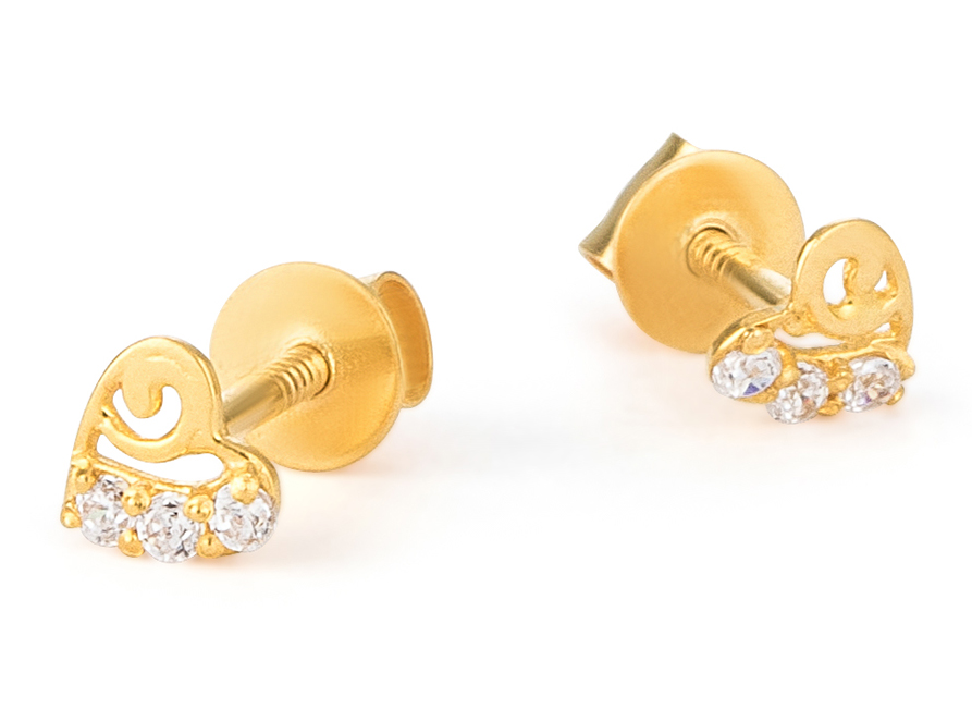 Cute Small Gold Earrings Designs| Heart Shape Earring Designs