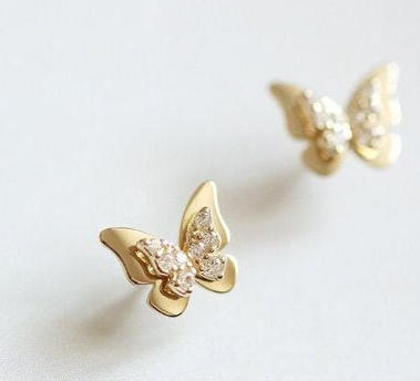 Cute Small Gold Earrings Designs| Butterfly Shape Earring Designs