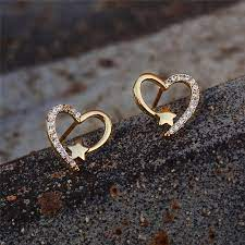 Cute Small Gold Earrings Designs| Heart Shape Earring Designs