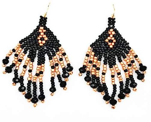 Black Beaded Seed Earrings