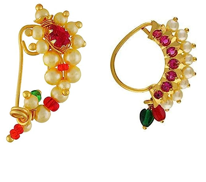 Buy Silver Gold Plated Red and White Glass Peacock Earrings Online USA –  Pure Elegance