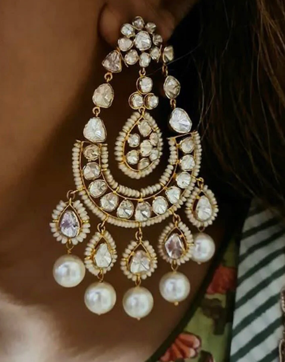 Jadau Chandbali Earrings | Polki Chandbali Designs