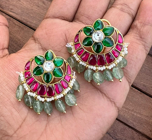 Jadau Chandbali Earrings | Polki Chandbali Designs