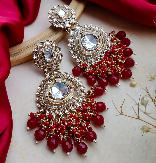 Jadau Chandbali Earrings | Polki Chandbali Designs